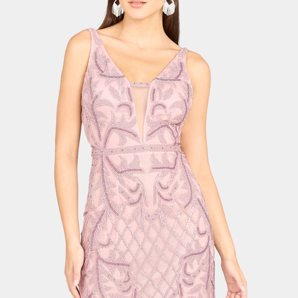 LARA Deep V-Neck Beaded Dress